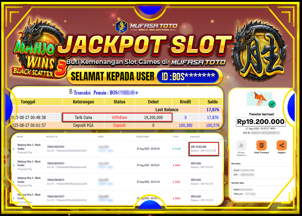 MUFASATOTO JACKPOT PRAGMATIC PLAY Rp.19.200.000|LUNAS